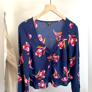 Express navy blue floral top